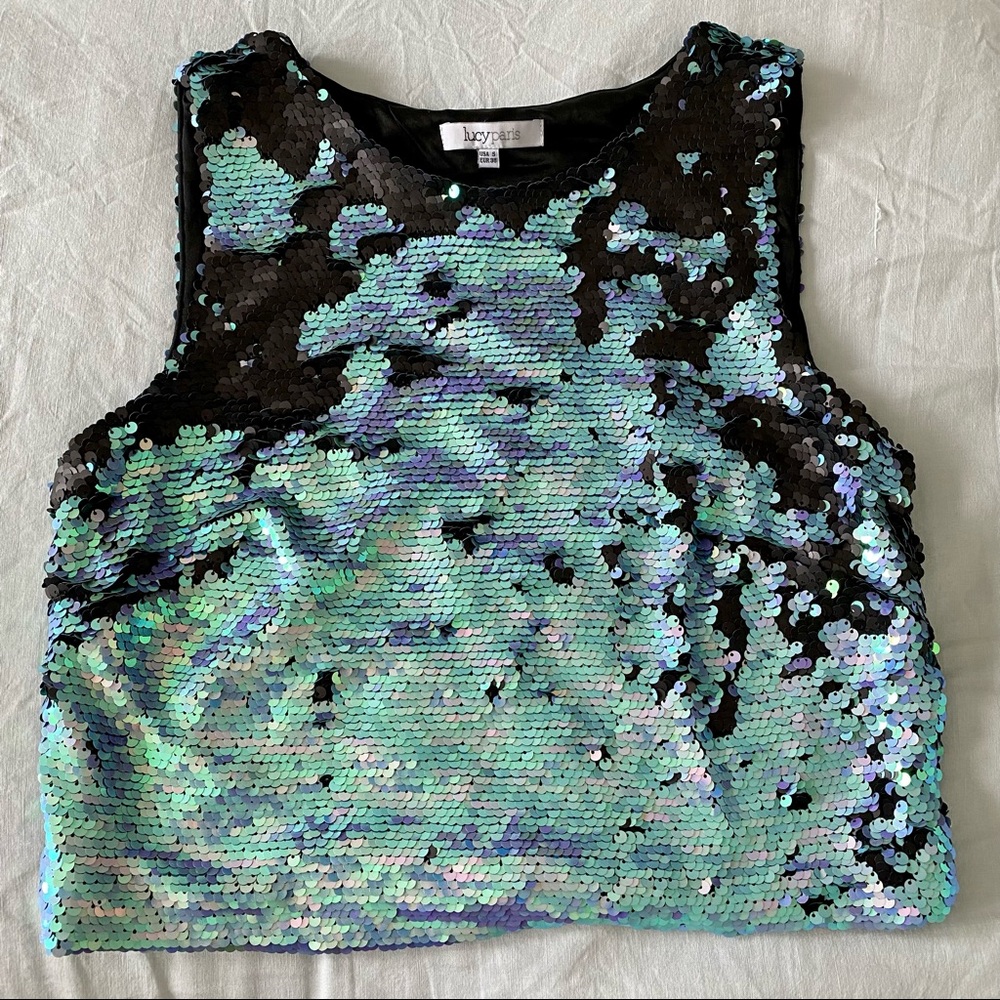 iridescent sequin top NWOT